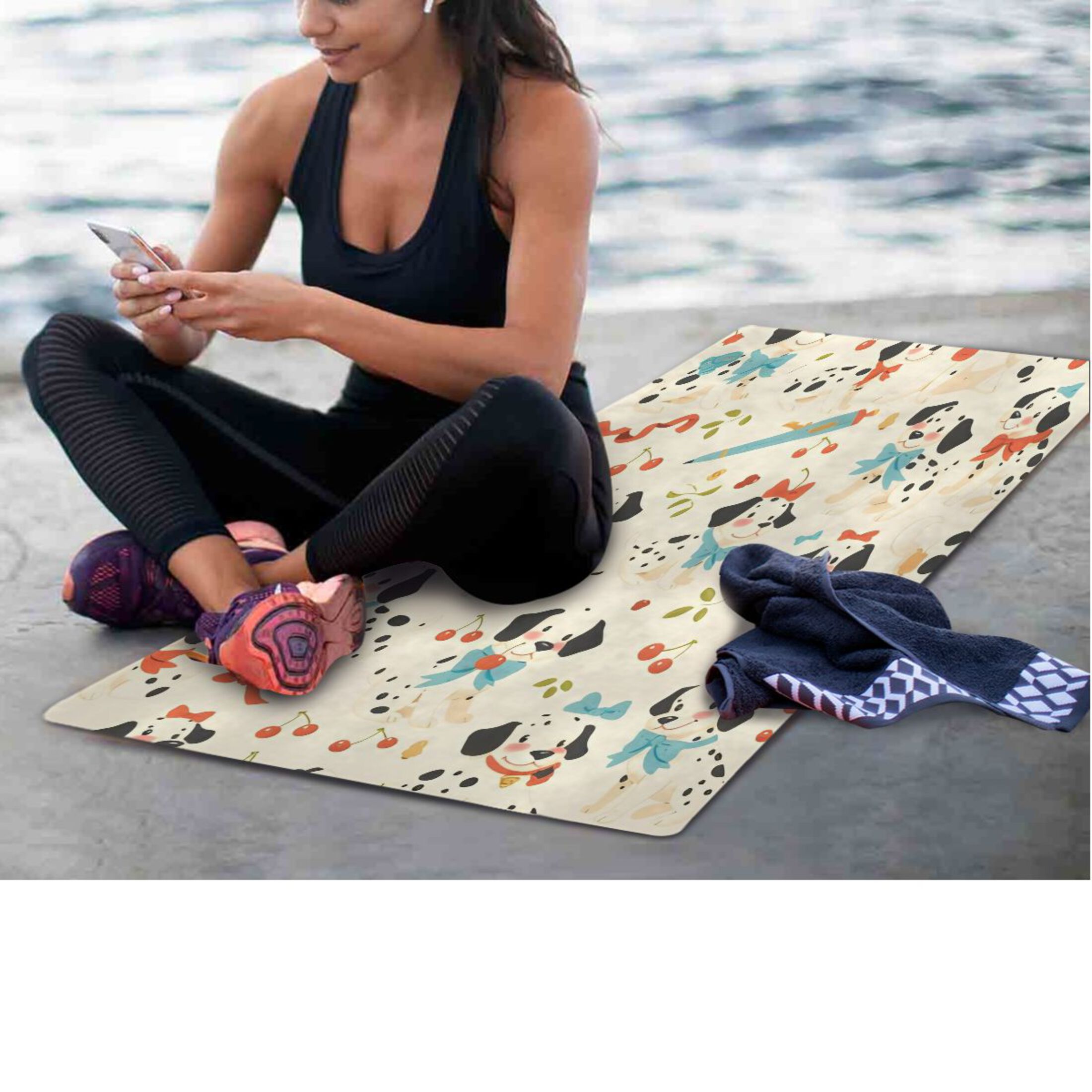 BZSMCE Yoga Mat Women Fitness Mat Tool Dalmatian Bow Pattern