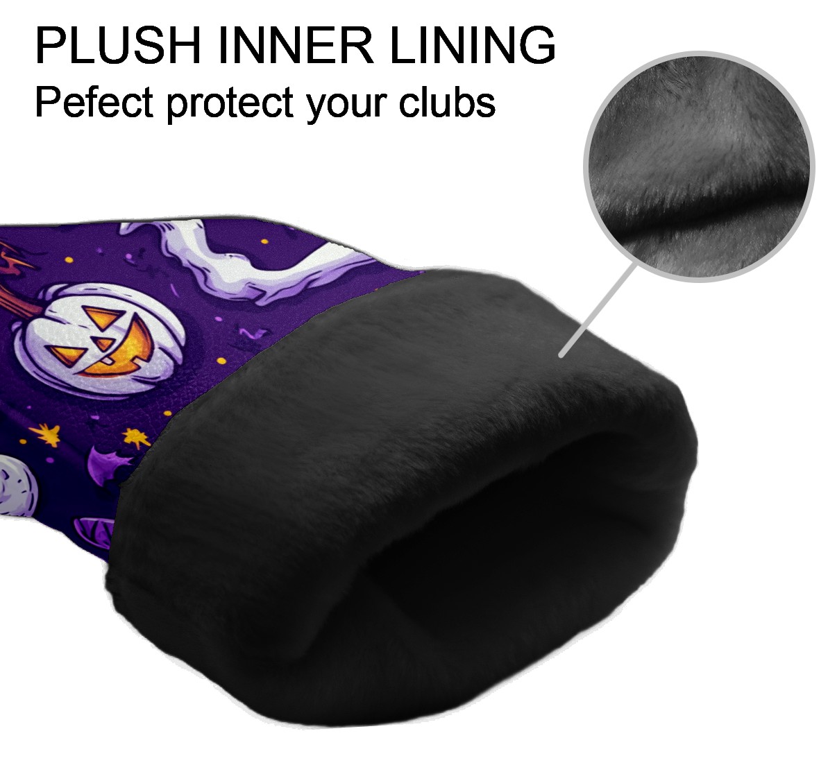 Golf Club Covers PU Leather Waterproof Head Covers for Fairway Woods Hybrids Halloween Cartoon Style