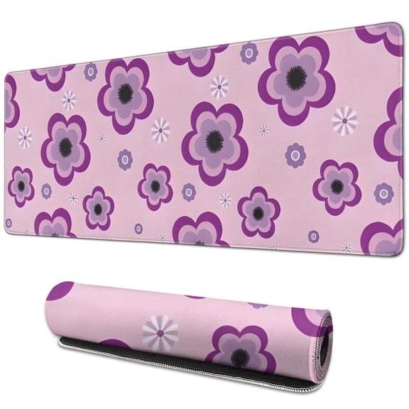 Long Mouse Pads for Desk,Pioneer Flower Floral Print Pattern Desk Mats on Top Of Desks, Desk Mouse Pad Extra Large with 3mm Non-Slip Base and Stitched Edge for Gaming,Office,Work,Home 31.5"x11.8"