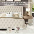 thumbnail image 4 of Breltam Queen Size Bed Frame Velvet Upholstered Platform Bed with Wingback Headboard, Beige, 4 of 9