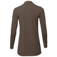 thumbnail image 3 of A2Y Women's Basic Solid Soft Cotton Long Sleeve Mock Neck Top Shirts Brown 3XL, 3 of 5