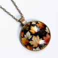 thumbnail image 2 of Thanksgiving Leaves Necklace Personalized Custom Photo Round Pendant Adjustable Stainless Steel Necklaces with Gift Box for Men Women Mothers Valentine's Jewelry Gift, 2 of 6