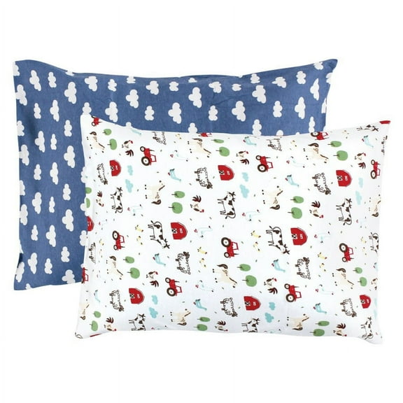 Hudson Baby Infant Boy and Toddler Cotton Toddler Pillow Case, Boy Farm Animals, One Size