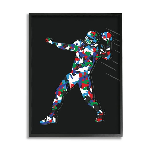 Stupell Industries Football Player Abstract Pattern Graphic Art Black Framed Art Print Wall Art, Design by Arrolynn Weiderhold
