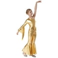 thumbnail image 2 of Kaerm Combinaison de Danse Jazz pour Filles une Épaule Manches Robe de Bal Or 6, 2 of 7