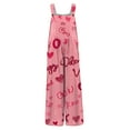 thumbnail image 4 of Fgvctg Valentine's Day Women's Overalls Wide Leg Pant Festival Love Heart Graphic Overall Sleeveless Romper Spaghetti Straps Jumpsuit Loose Bib Overalls Sprimg Clothes With Pockets Pink 3XL, 4 of 6
