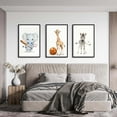 thumbnail image 3 of Jungle Animals Kids Room Wall Decor Set of 3 Rhino Lion Tiger and Olive Soccer Puck Canvas Print Watercolor Animal Poster Baby Boy Sports Decor Art Painting, 3 of 6