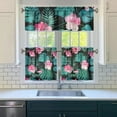 thumbnail image 3 of Kitchen Curtains Set with Tropical Floral and Hawaiian Hibiscus Design, Exotic Flowers and Botanical Jungle Leaves, Rod Pocket Tier and Valance Panels, 3 of 6