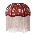 thumbnail image 2 of Secfreeship Red Velvet Lampshade, French Style Umbrella Shade with Long Fringe Tassels, Decorative Scalloped Cover for Table Lamp, Retro Home Decor Accent for Bedroom Living Room, 2 of 6