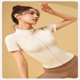 thumbnail image 6 of LYMAYTER Women Sports Jacket Lightweight Full Zip Active Track Jacket Short Sleeve Slim Fit Top S-2XL, 6 of 7