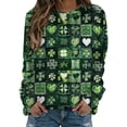 thumbnail image 2 of Womens St. Patrick'S Day Sweatshirts Green Sequin Pattern Long Sleeve Womens Work Clothing,Green-5,S, 2 of 6