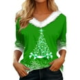 thumbnail image 2 of Fulijie Christmas V-Neck Sparkly Christmas Tops for Wome, Oversized Christmas Sweater, Green Hardaddy Christmas Shirts, Women Casual Long Sleeve Cotton Solid Loose Pockets T Shirt Blouses Tops, 2 of 3