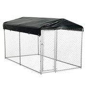 American Kennel Club Chain Link Outdoor Dog Kennel with Cover, Silver, 10'L x 5'W x 4'H