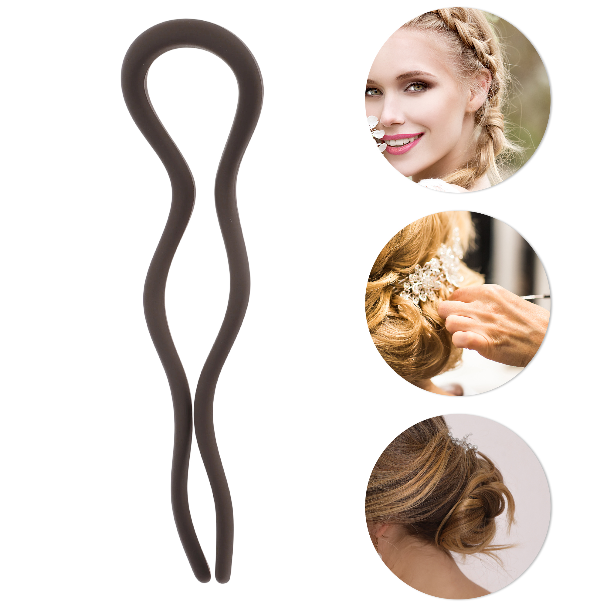 Unique Bargains U-shaped Hair Pin 4.92"x1.38" 1 Pc Matte Dark Brown