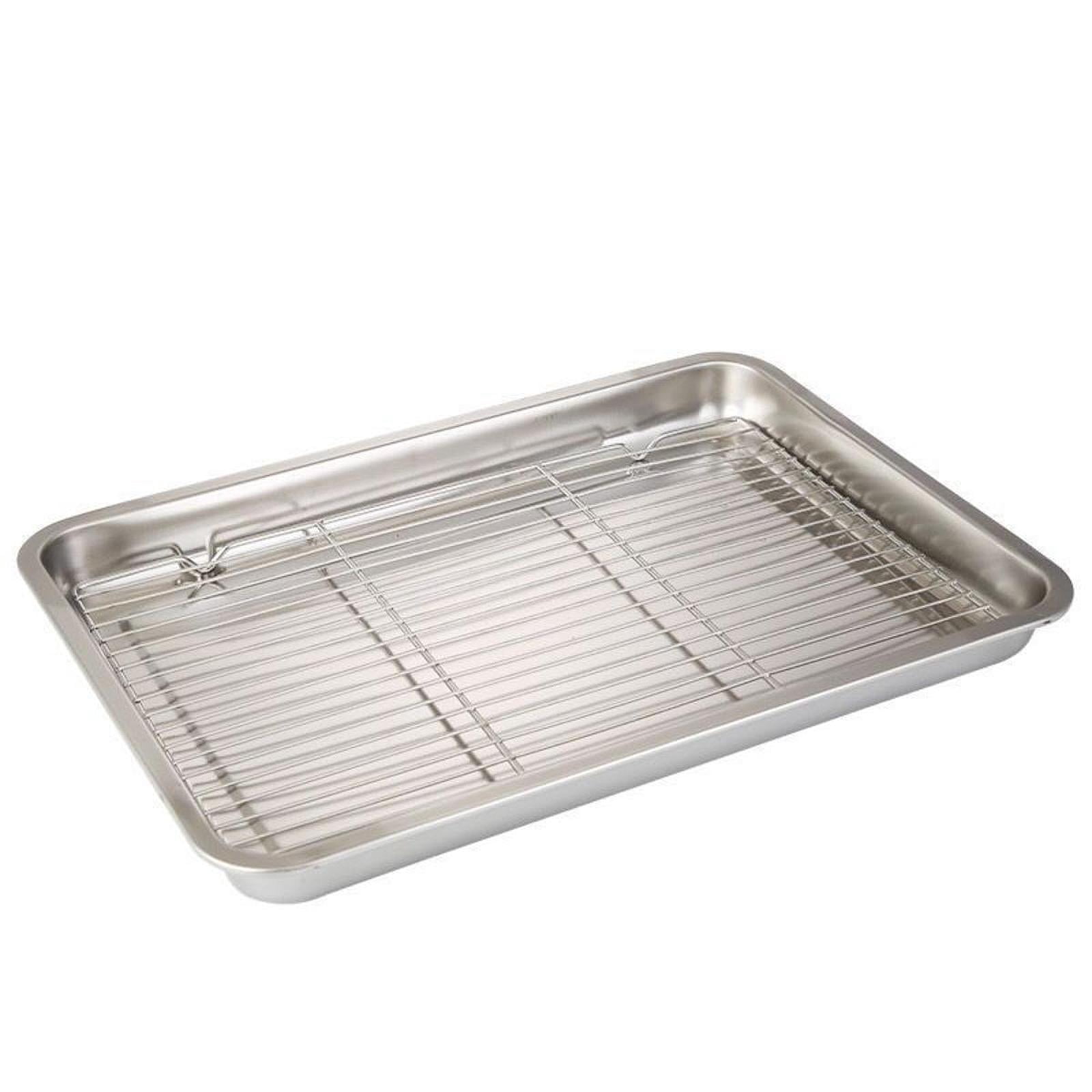 Fiocias Baking Sheet Baking Pan with Rack Food Storage Container Easy to Clean Practical 40 cmx30 cmx4.8 cm
