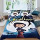 thumbnail image 2 of Coraline Conjunto de sábanas temático, trío de piezas, cómodo y amigable con la piel, diseño único, regalo de decoración para el hogar para familiares, amigos y fans,135X200cm, 2 of 6