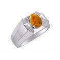 thumbnail image 3 of RYLOS Men's Rings Sterling Silver Rings Classic Designer  9X7MM Oval Gemstone &  Diamond Ring Tiger Eye November Birthstone Ring Size 12, 3 of 7