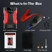 Car Jump Start & 150PSI Tire Inflator: 3000A Peak- 7L Gas/5L Diesel