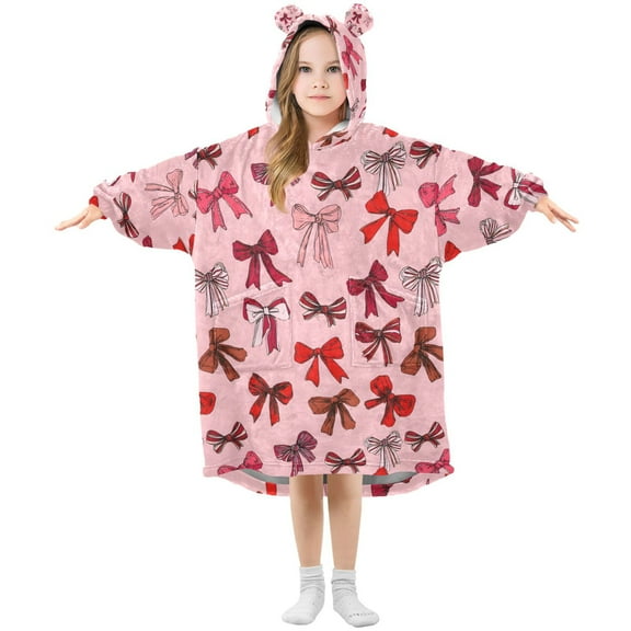 joogoo Wearable Blanket Hoodie for Bows Artistic Oversized Sherpa Hooded 3-14 YR M