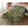 thumbnail image 4 of Ambesonne Forest Fitted & Flat Sheet with Shams 4 Pcs Set, Fantasy Jungle Floral Leaves, Calking, Amber Forest Green and Fawn, 4 of 5