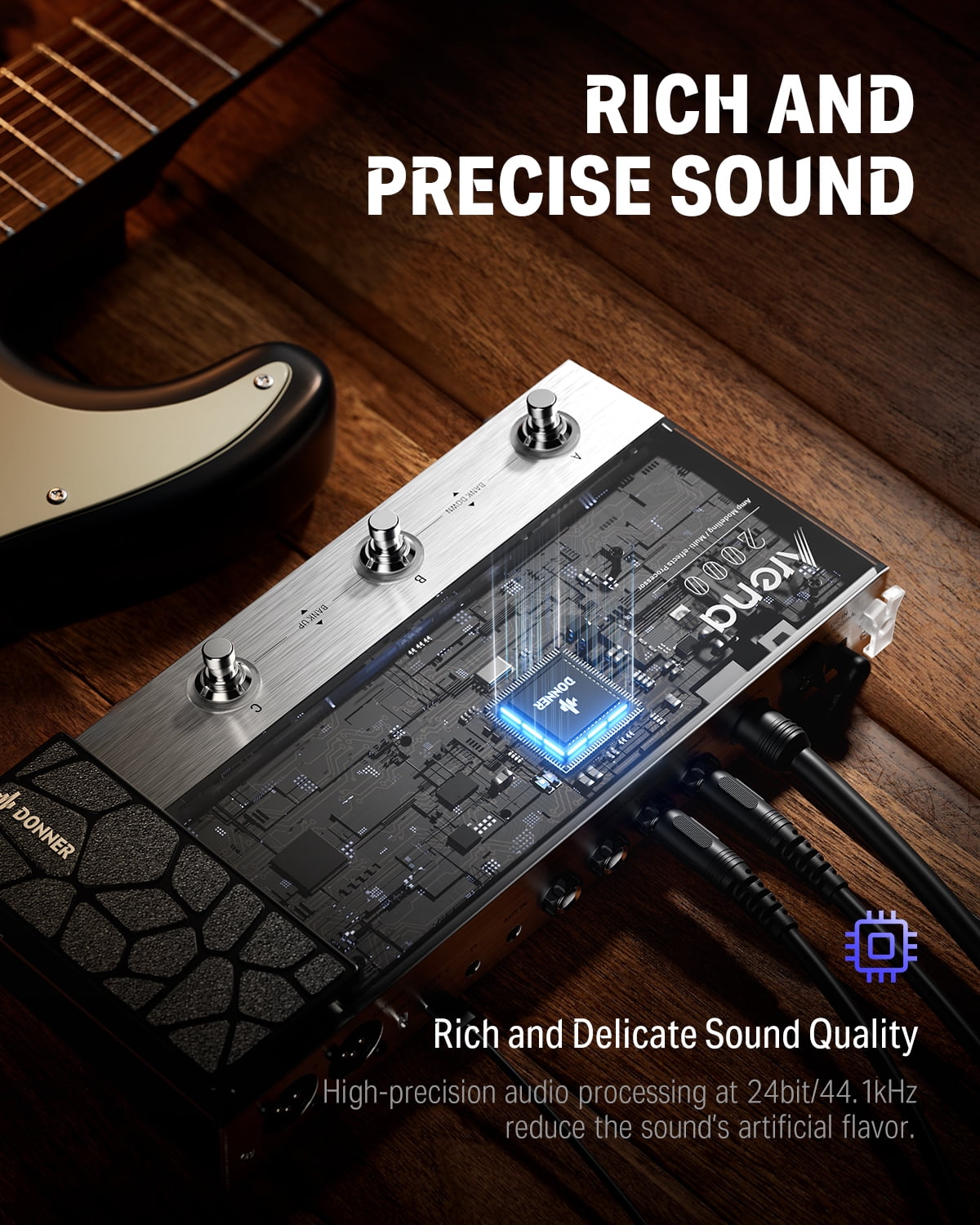 Donner Multi Effects Pedal Arena2000 Guitar Pedals with 278 Effects, 100 IRs, Looper, Drum Machine, Amp Modeling, Support XLR, Bluetooth, MIDI Support