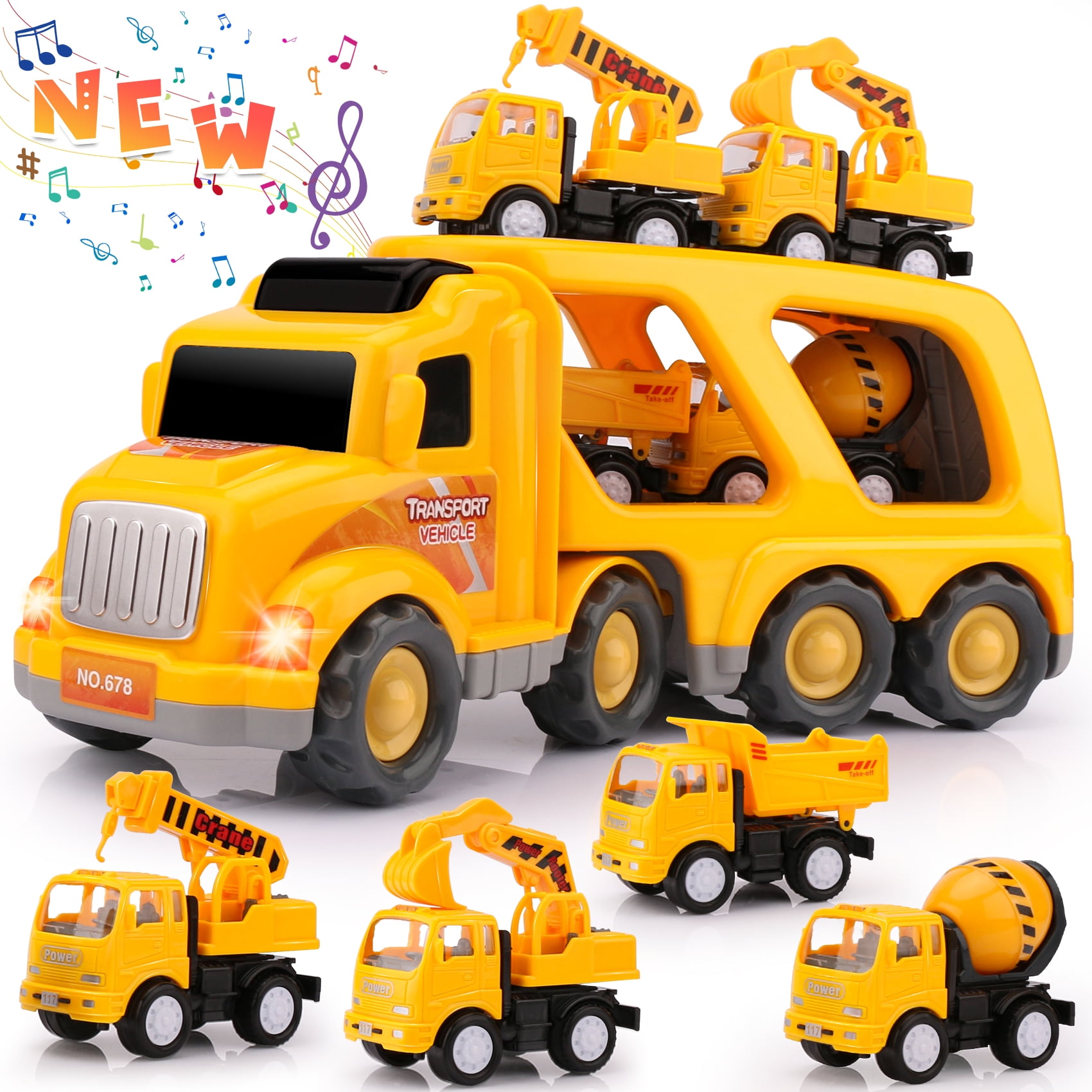 Toys for Boys LED Electric Excavator Truck 3 4 5 6 7 8 9 Year Kids Car Xmas Gift 