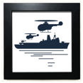 thumbnail image 1 of Helicopter Ship Wave Military Black Square Frame Picture Wall Tabletop, 1 of 3