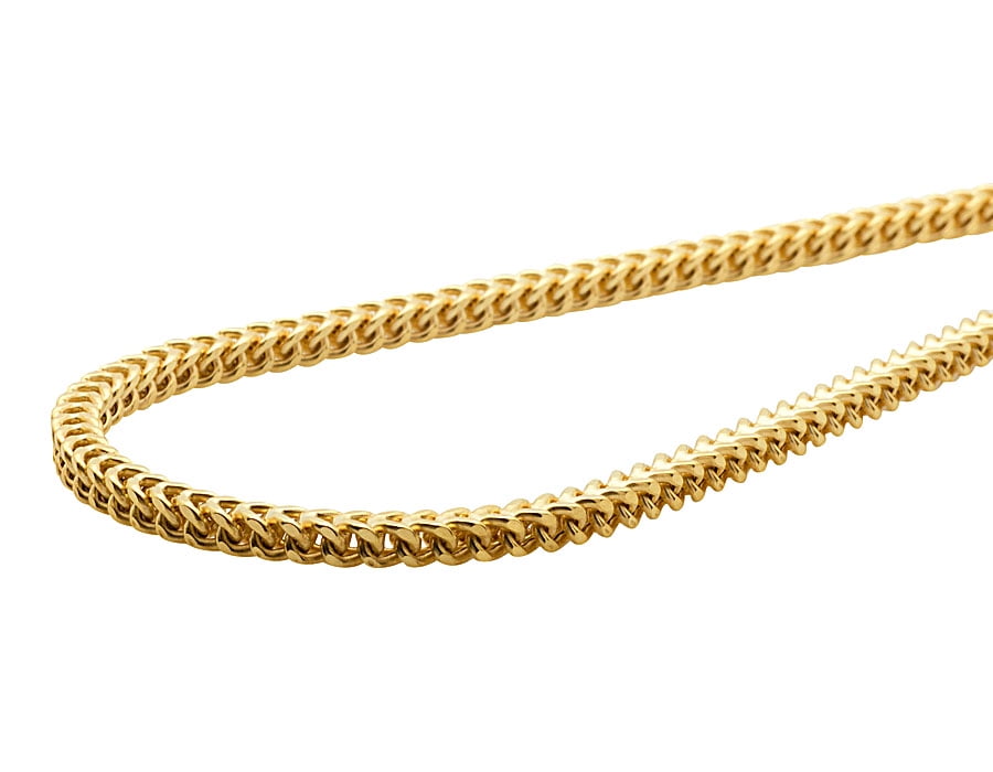 10K Yellow Gold 3MM Hollow Franco Box Link Chain Necklace 18-30 Inches-18" by