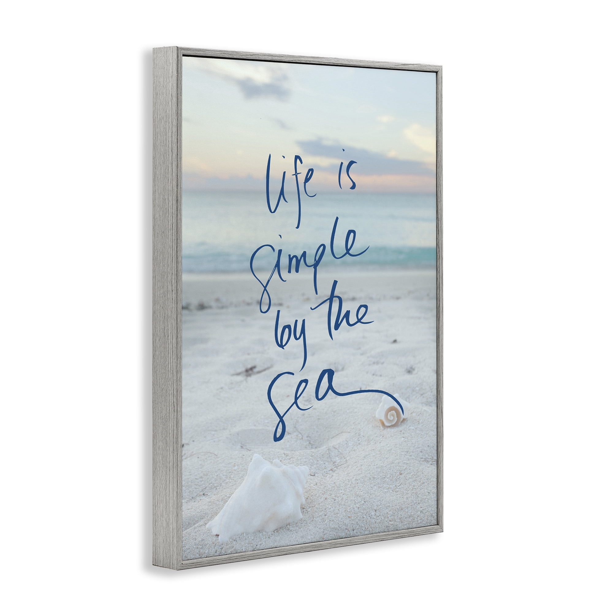 Stupell Industries Simple By The Sea Coastal Painting Gray Framed Art Print Wall Art, 12 x 18