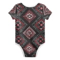 thumbnail image 2 of Black Background with Red Square Pure Cotton Bodysuit Short Sleeve Pajamas One-Piece Romper Unisex 3 Months, 2 of 6