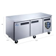 thumbnail image 6 of Cooler Depot 72 inch 19 cu.ft, 36" heigh Commercial Undercounter  Freezer, 3 Solid Doors, Stainless steel exterior, NSF certified., 6 of 12