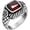 Red, variant on Men's Stainless Steel Vintage Domineering Cool Gemstone Crystal Micro-Pave Iced Out CZ Snake Pattern Carved Biker Ring