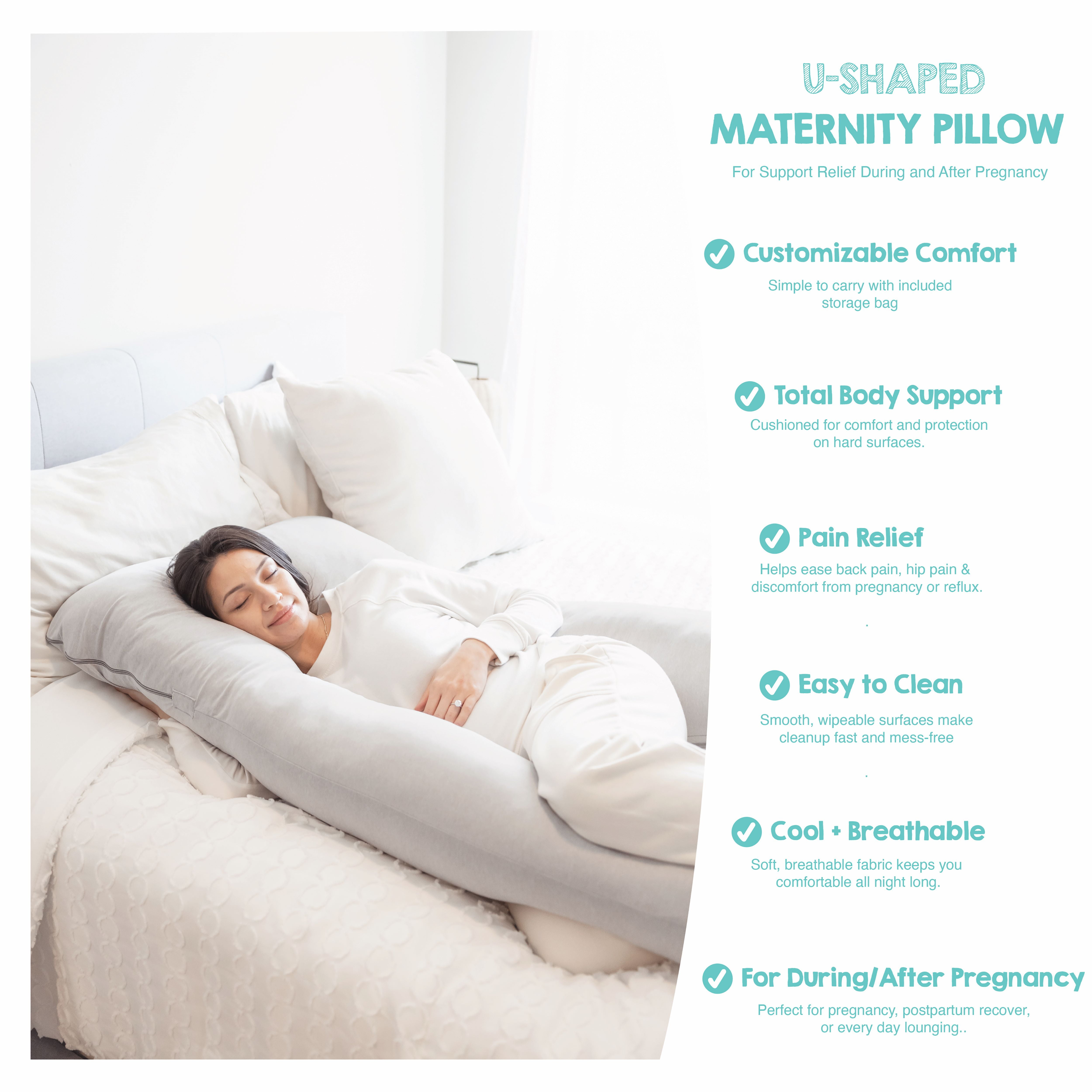 Regalo Premium Ultra Soft U-Shaped Maternity Pillow Full Body Support Grey