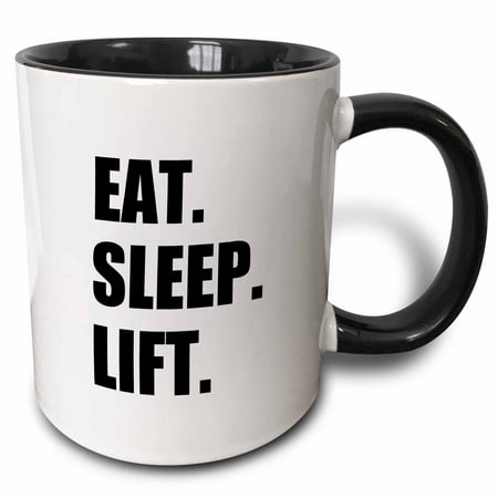 3dRose Eat Sleep Lift - weightlifting - weight lifting fitness body building - Two Tone Black Mug, (Best Exercises To Lift And Tone Buttocks)