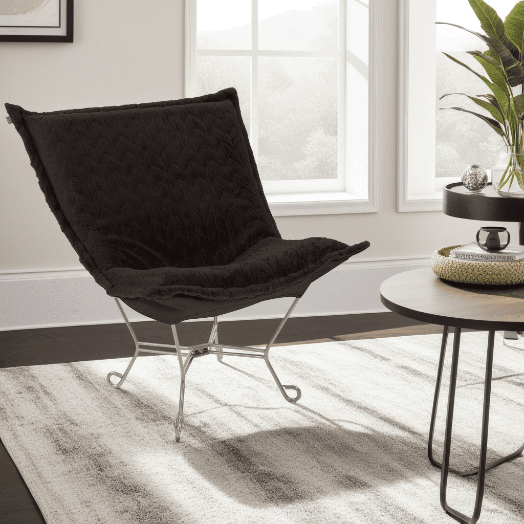 Scroll Puff Chair Angora Ebony