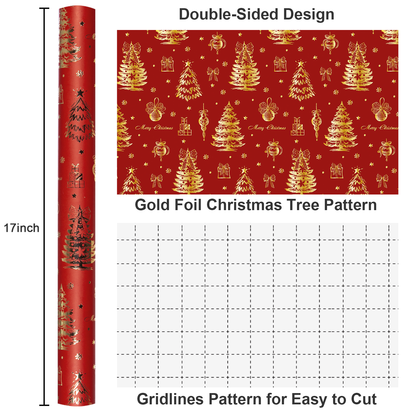Homeral Christmas Wrapping Paper, 17 Inch x 33 Feet photo 7