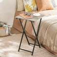 thumbnail image 4 of Folding TV Tray Table, Wooden TV Tray, Portable Sofa Side Snack Table, Industrial Desk for Small Spaces, Space-Saving, Easy to Install and Fold, Greige and Black BG27BZ01, 4 of 12