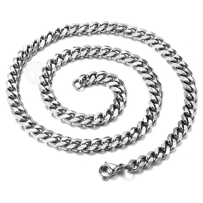 16-36 Stainless Steel Silver Chain Cuban Curb Womens Mens Necklace  3/5/7/9/11mm