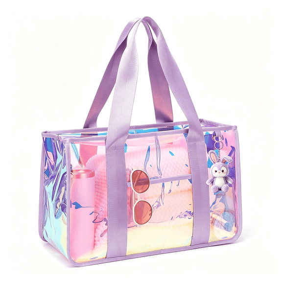 GASTROPOD Iridescent Clear Beach Bags Waterproof Sandproof for Women, Large Jelly Tote Zipper Pool Bag Cruise Essentials 2026, Beach Essentials