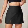 thumbnail image 6 of BRGZLK Half Skirts For Women Solid Color Wrap High Waisted Fitted Cut Short Skirts Soft Elegant Cute Trendy Side Slit Mini Pencil Skirt, 6 of 7
