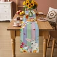 thumbnail image 2 of Easter Bunny Table Runner 72 Inches Long Farmhouse Dress Scarves, Farmhouse Watercolor Eggs Tulip Wood Grain Dining Tablerunner for Coffee Table/Kitchen Island/Party Décor, 13" x 72", 2 of 8
