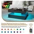 thumbnail image 2 of Hironpal Sturdy LED Coffee Table, 2-Tier Square Coffee Table High Gloss Minimalist Design with Plug-in 16-Color LED Light for Home Office Reception Room, Black, 2 of 8