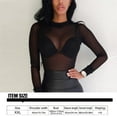 thumbnail image 3 of Chandail de Base pour Femme à Manches Longues, Chandail de Base Transparent, T-shirt Décontracté avec Dos pour Dame, Col Rond, Fête, Boîte de Nuit, Hauts pour Femme, Printemps, Noir, TTG, 3 of 8