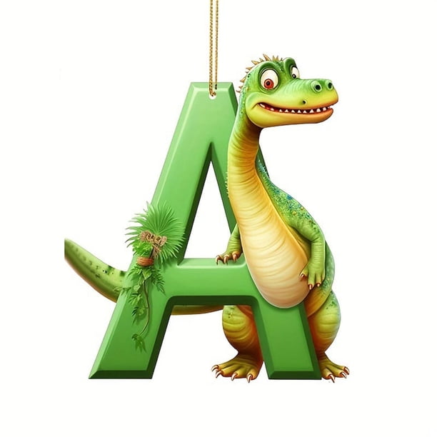 Colgante Acrílico Navideño de Dinosaurio con 26 Letras