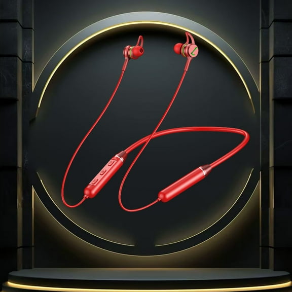 Wireless Earbuds, Hwkond Bluetooth Headphones Intelligent Noise Reduction HIFI Surround Stereo Sound High Energy Large Capacity Battery Non-inductive Delay Transmission Stable, Red, Up to 60% Off