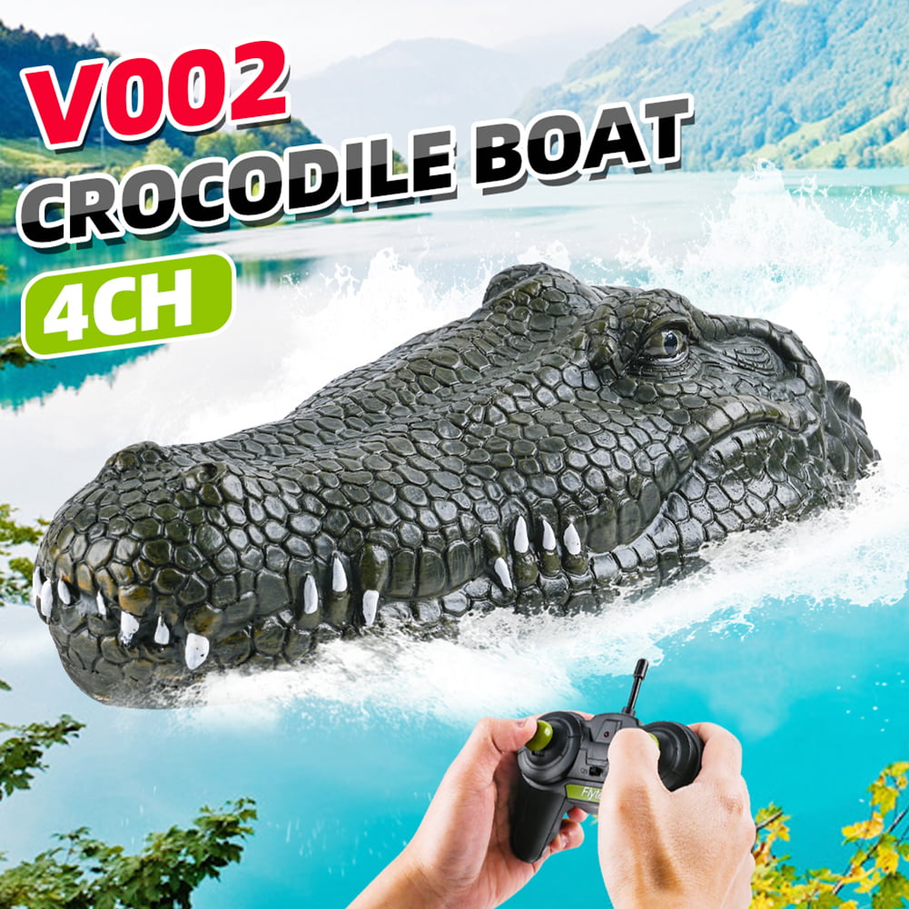 Flytec V002 2.4G Remote Control Electric Racing Boat Crocodile Head RC Spoof Toy 