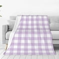 thumbnail image 1 of Fotbe Purple Checkboard Manta de Franela Acolchonada con Estampado, Súper Suave y Esponjosa, Extra Grande para Sofá, Cama, Uso Todo el Año-40"x30", 1 of 7