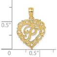 thumbnail image 4 of Solid 14KY Yellow Gold Heart Script Letter P Initial Charm - 17.3mm, 4 of 6