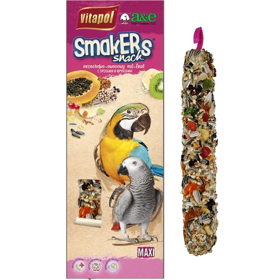 A&E Cage Co Smakers MAXI Parrot Fruit Treat Stick, Twin Pack