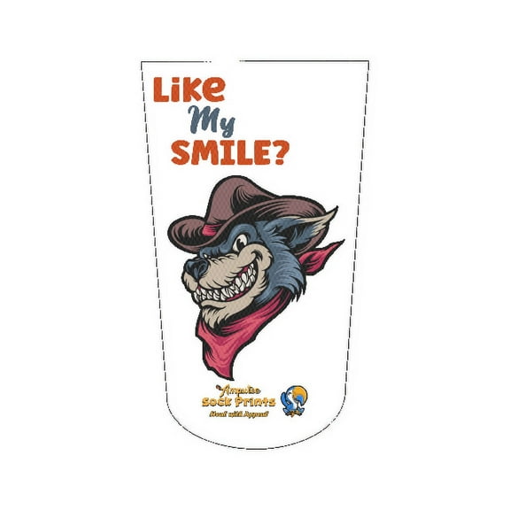 Amputee Sock "Wolf Mascot Teethy Grin V1", 3PLY Residual Wound, Over Shrinker Sock